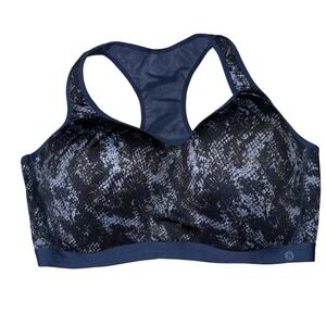 Layers Qwick Dry Plus Size 3X Sports Bra Blue Black snakeskin High Support
